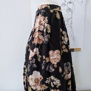 Black floral midi skirt size small A&F